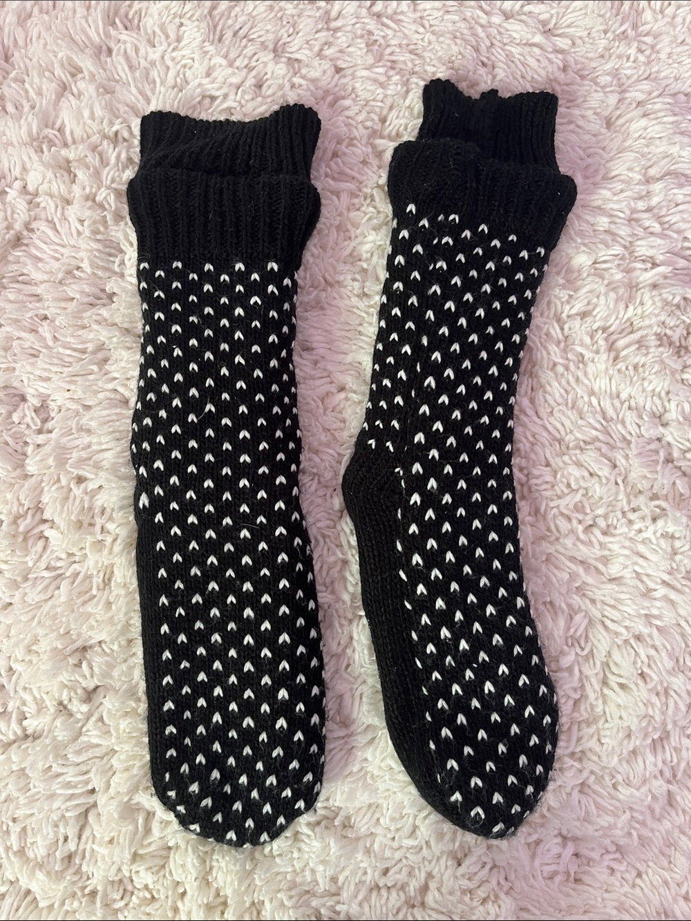 Black & White Patterned Cozy Slipper Socks
